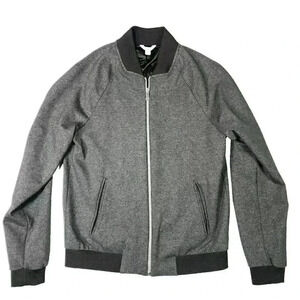 Calvin Klein Bomber Jacket Mens Small Gray Knit‎ Lined Inside Pocket Stretch